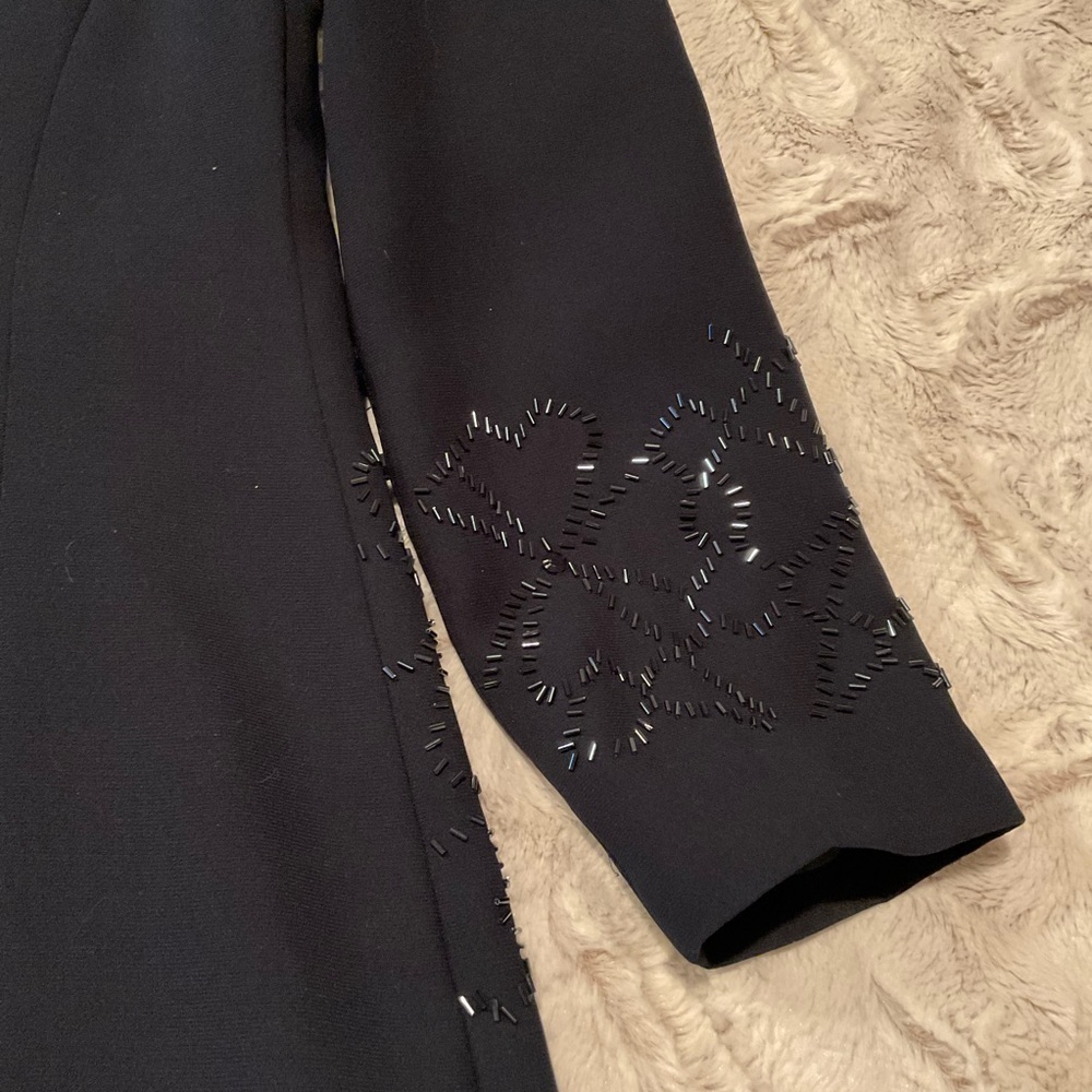 Maxie Klein Navy Blue Bead Trimmed 2-pc Special Occasion Suit - Picture 9 of 11
